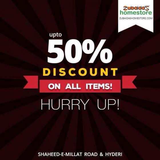 Avail upto 50 off on All Items Zubaidas Homestore 9th Anniversary